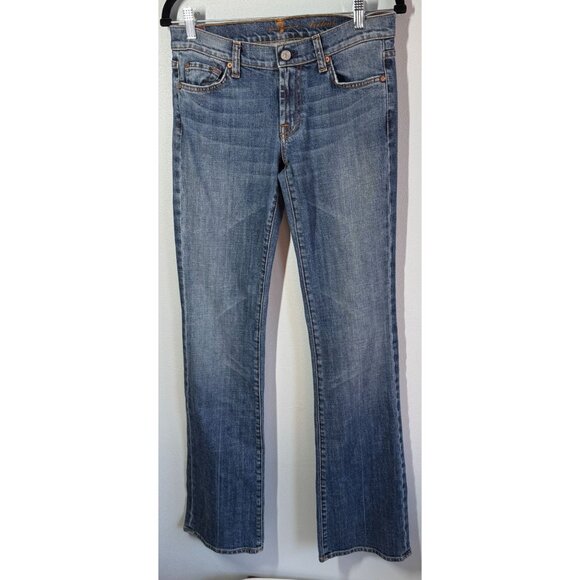7 For All Mankind Womens Bootcut Jeans Size 27 Mid Rise Medium Wash Casual - Picture 1 of 13
